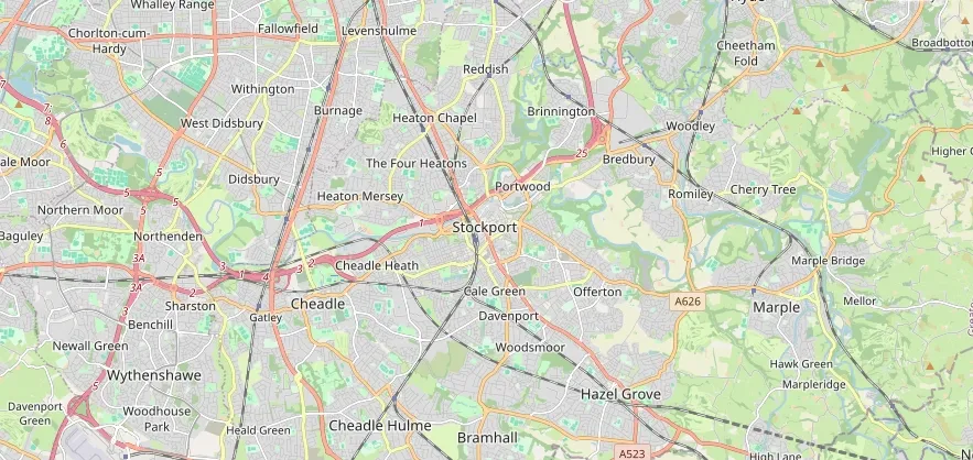 Map of the Stockport area we cover